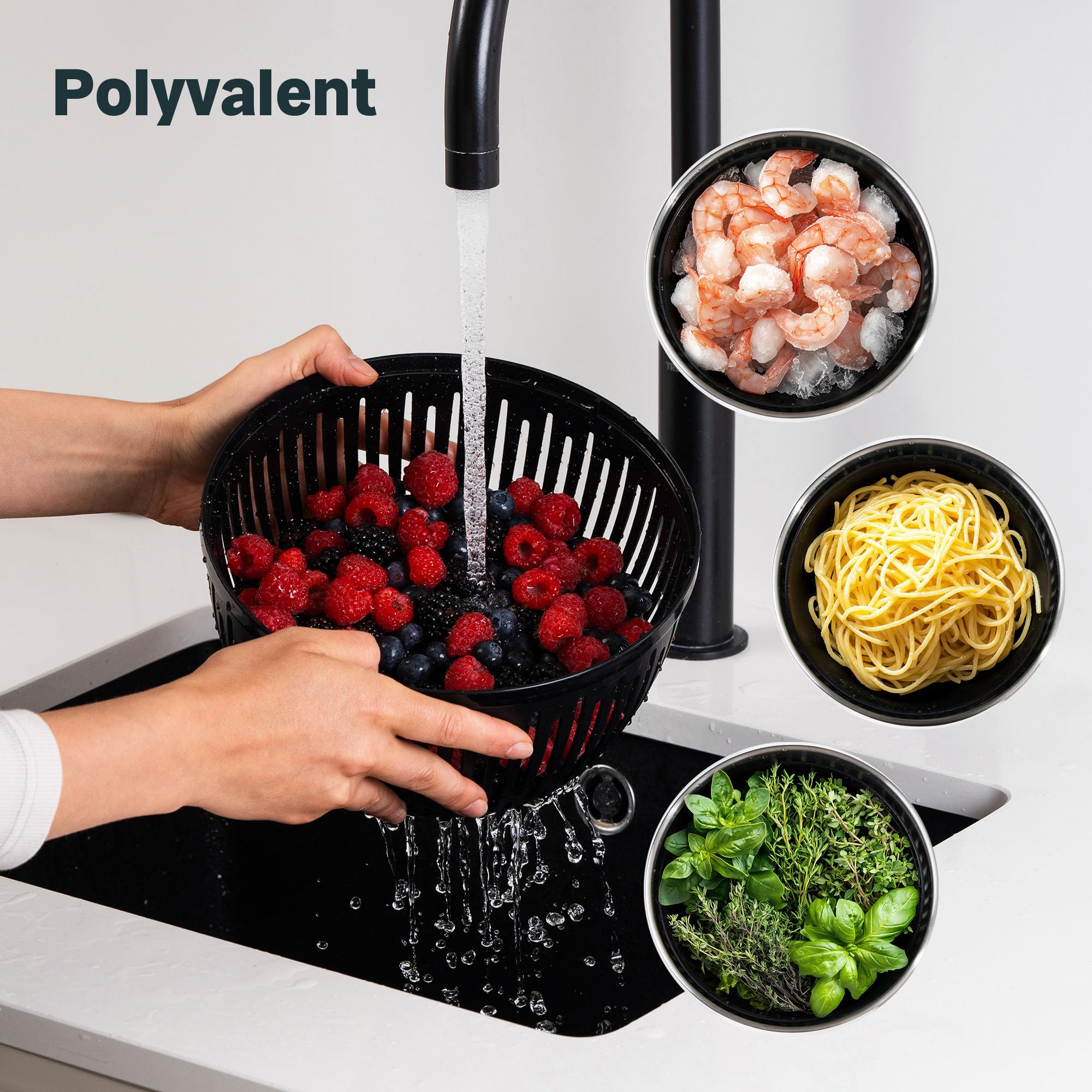 SILBERTHAL Essoreuse à Salade en Acier Inoxydable avec Couvercle de 4,5 l et Fond antidérapant – Spinner à Salade avec manivelle et Bouton d'arrêt – sans BPA et Passe au Lave-Vaisselle