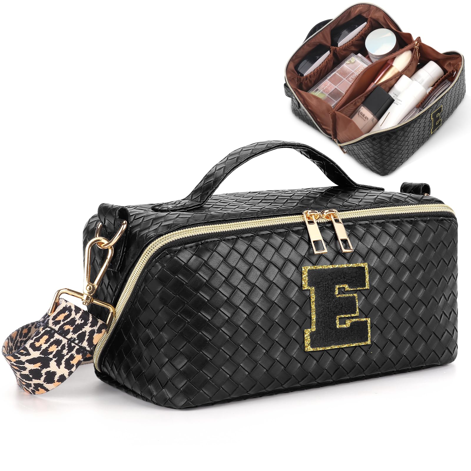 Deciniee Borsa Cosmetica da Viaggio: Beauty Case da Viaggio Donna Lettera Personalizzata - Portatile Beauty Case Donna per Le Donne Ragazze - Nero E