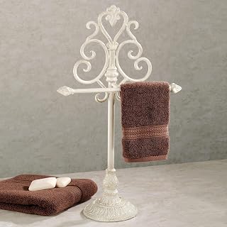 Touch of Class Aldabella Towel Stand/Jewelry Holder -Creamy Gold - Powder-Coated Metal - Space Saving Organizer for Bedroom, Nightstand, Bathroom, En Suite - Necklace Keeper