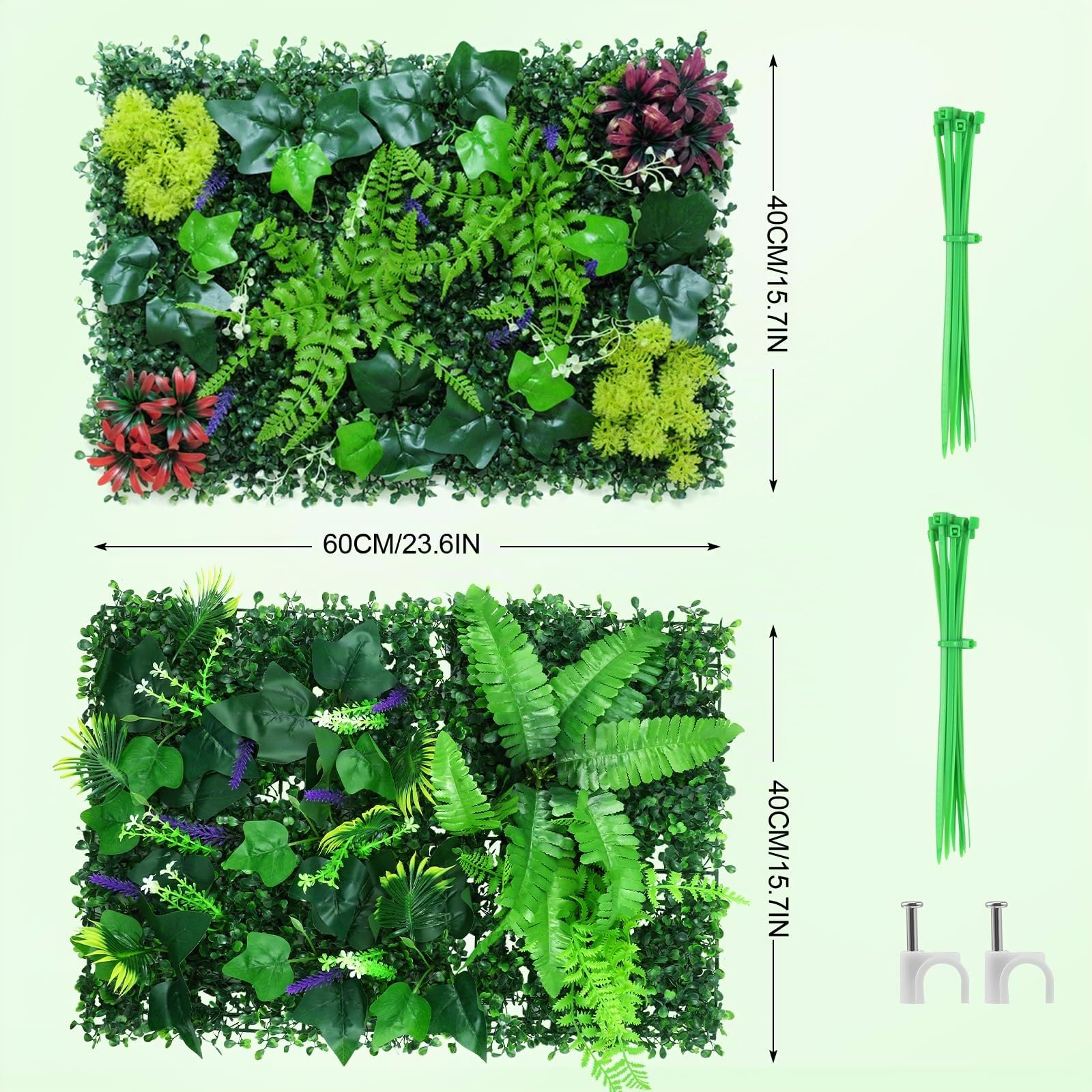 Jardin Vertical Artificial, 2PCS Jardin Vertical Exterior 60 X 40cm, Enredadera Artificial para Interior Y Exterior, Adecuada para Bodas, Cocina, Jardines (B)