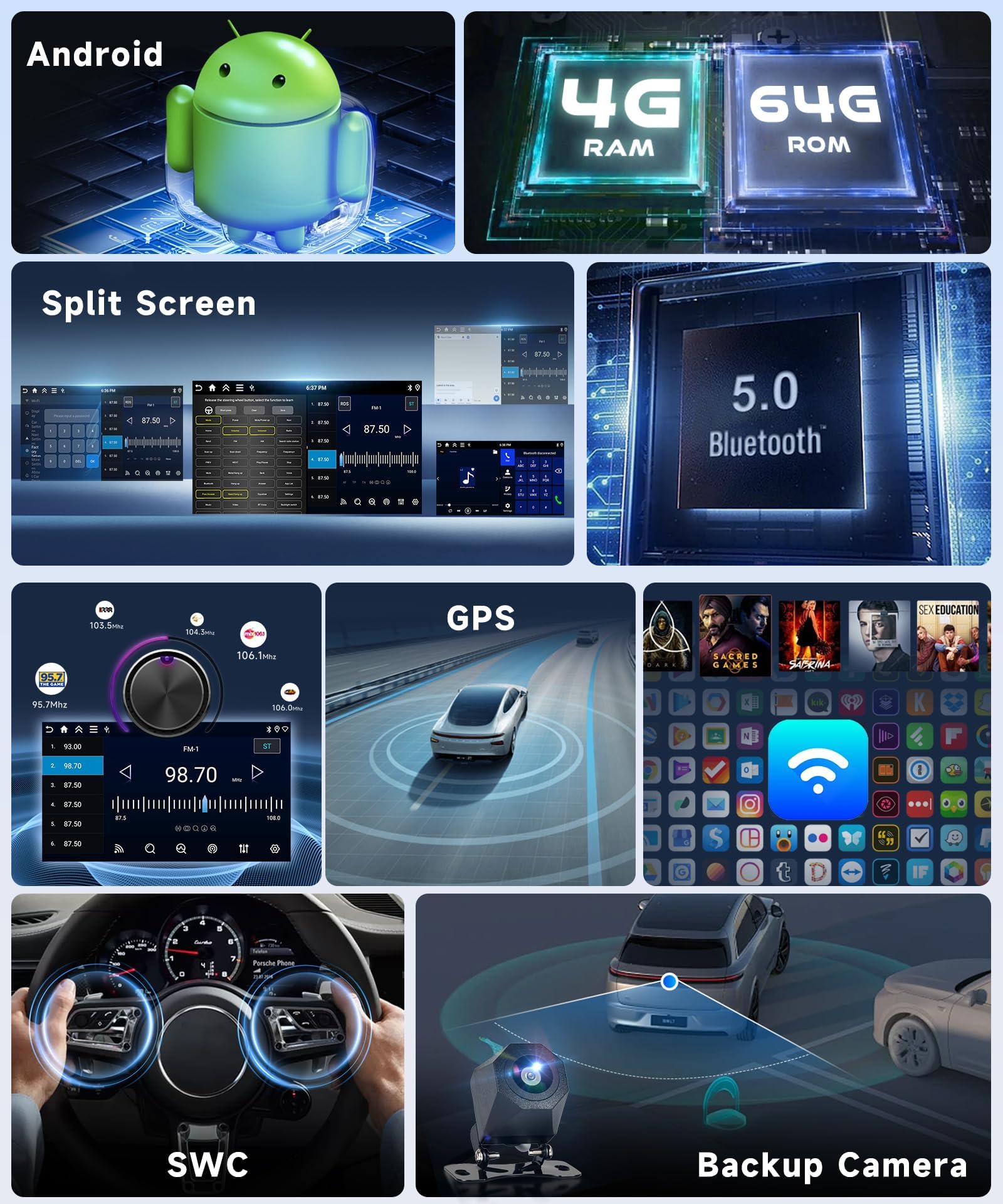 Radio samochodowe 4G 64G z systemem Android do H-onda Jazz 2007-2013 z DSP, Carplay, Android Auto, 10,1-calowy ekran dotykowy In-Cell 1280P, Bluetooth 5.0, wsparcie dla SWC i kamery,Y2