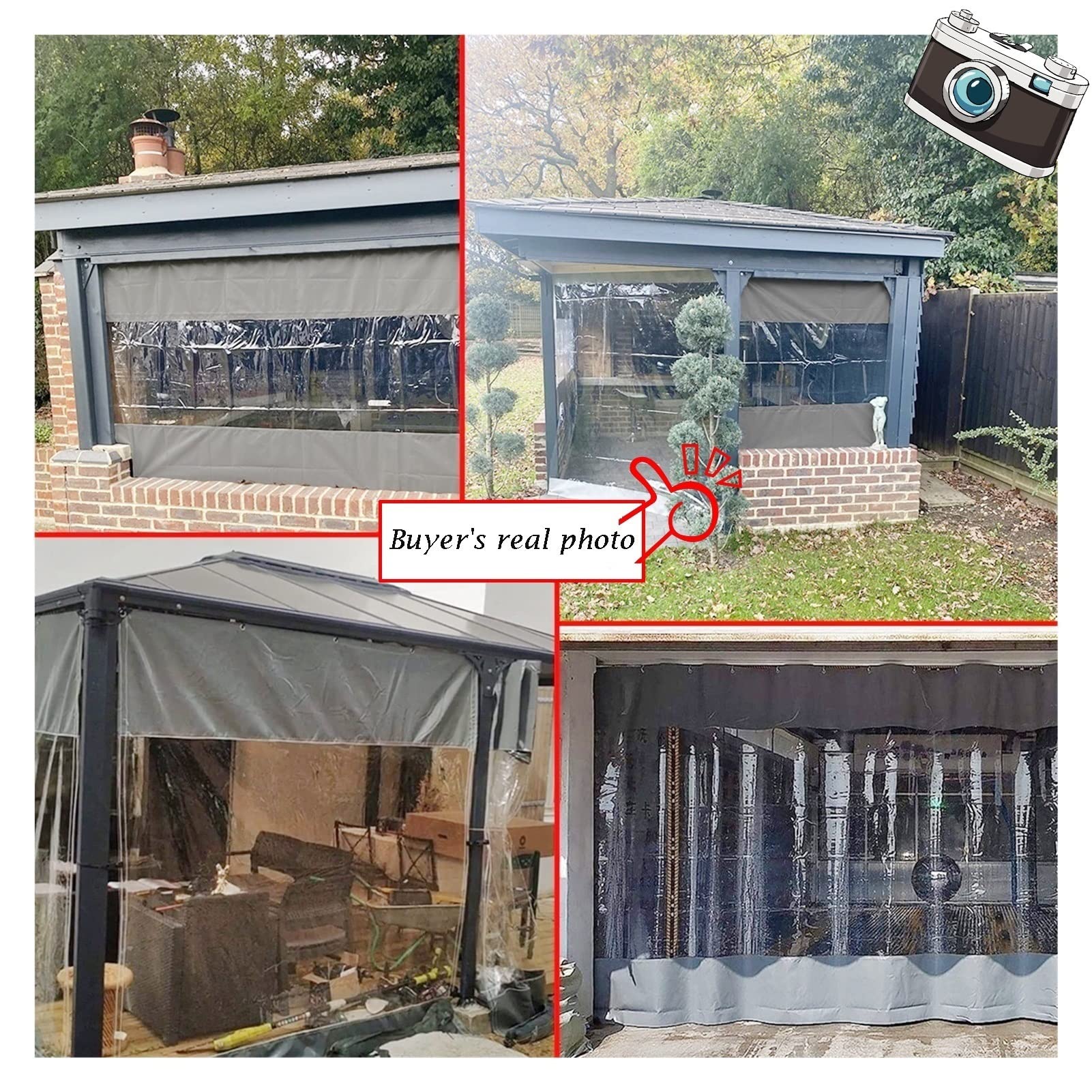 Tenda a baldacchino per esterni, 6 x 3,5 m, protezione dai raggi UV, gazebo, pergola, patio, tenda da sole in PVC impermeabile per parasole e isolamento, perfetta per eventi in giardino