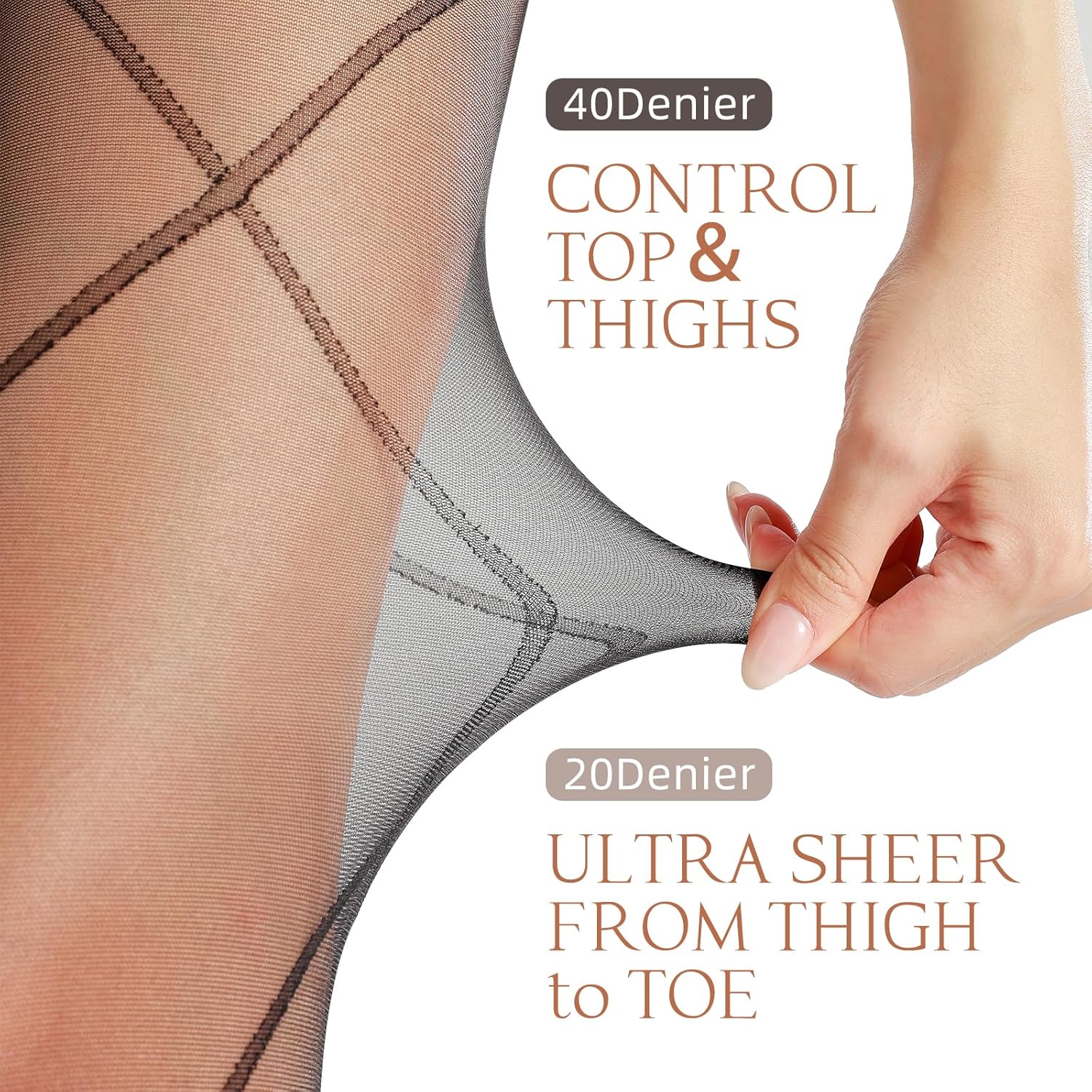 G&Y 2 Pairs Women's Pattern Sheer Tights - 30D Control Top Pantyhose Black Dot Heart Diamond Patterned - Image 3