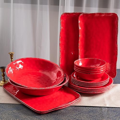 Miniatura 6 de Farmhouse - Juego de platos llanos de melamina de 11 pulgadas, platos irrompibles para servir, juego de 6, platos ligeros, juego de platos grandes