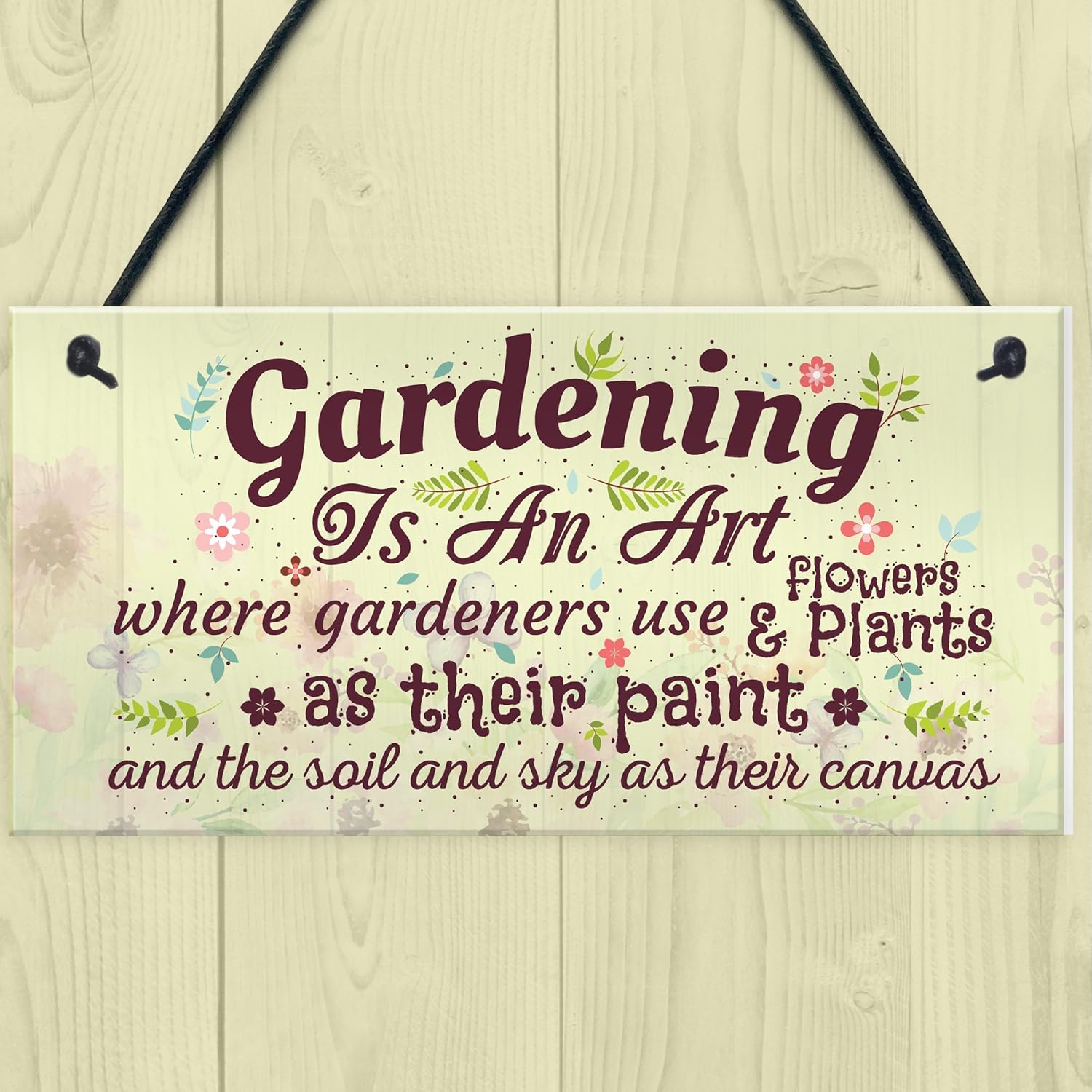 RED OCEAN Gardening Is An Art Novelty Hanging Plaque SummerHouse Sign Garden Shed Friendship Gift