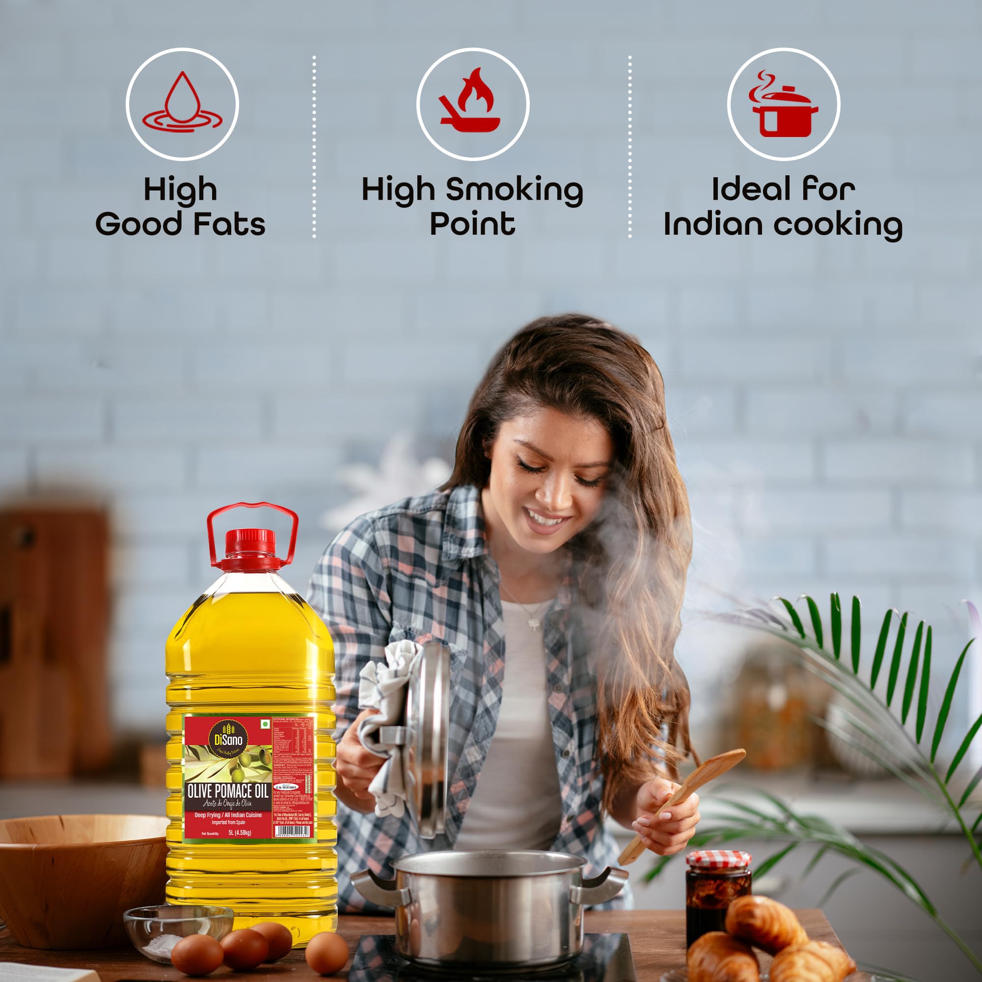 DiSano Olive Pomace Oil 5L, Ideal for all Indian Cooking and Deep Frying 1