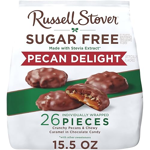 RUSSELL STOVER Caramelo de chocolate con sabor a nuez sin azúcar, bolsa de 15.5 onzas