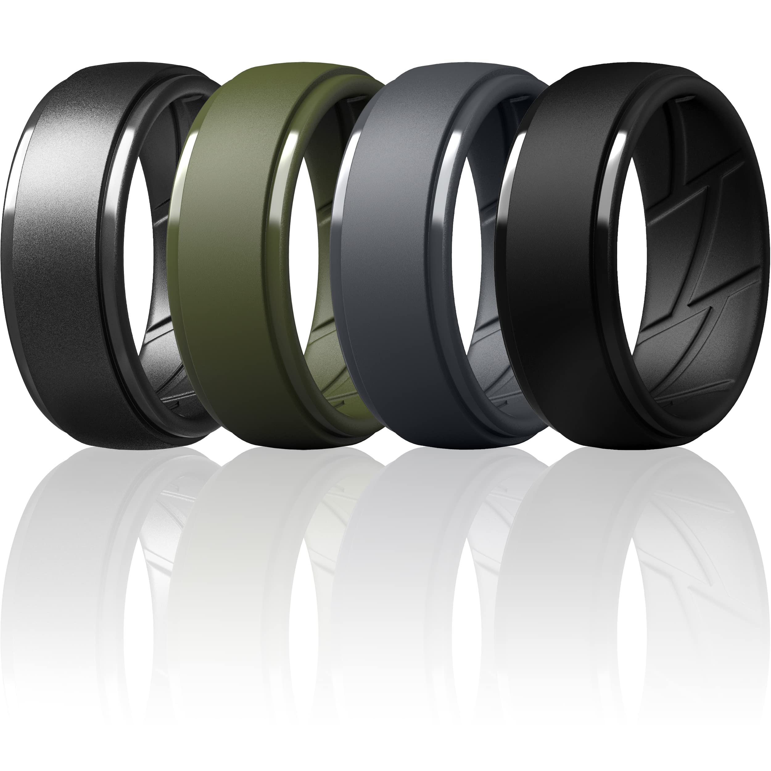 ThunderFit Men's Silicone Rings 10mm Wide 2.5mm Thick Rubber Bands, Breathable, Variety Multipack 1-10