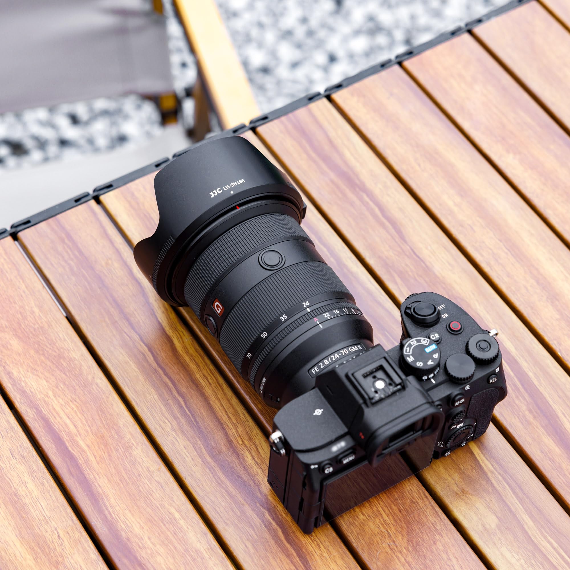 JJC Paraluce a baionetta ALC-SH168 per obiettivo Sony FE 24-70 mm F2.8 GM II, sostituisce il paraluce Sony ALC-SH168, filtro da 82 mm e copriobiettivo supportato