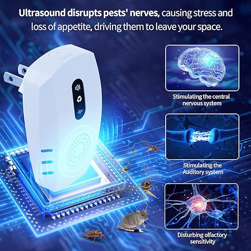 Miniatura 6 de Repelente ultrasónico de insectos para interiores 2026, trampas para ratones, cucarachas repelentes, ratones, insectos, mosquitos, ratones, arañas,