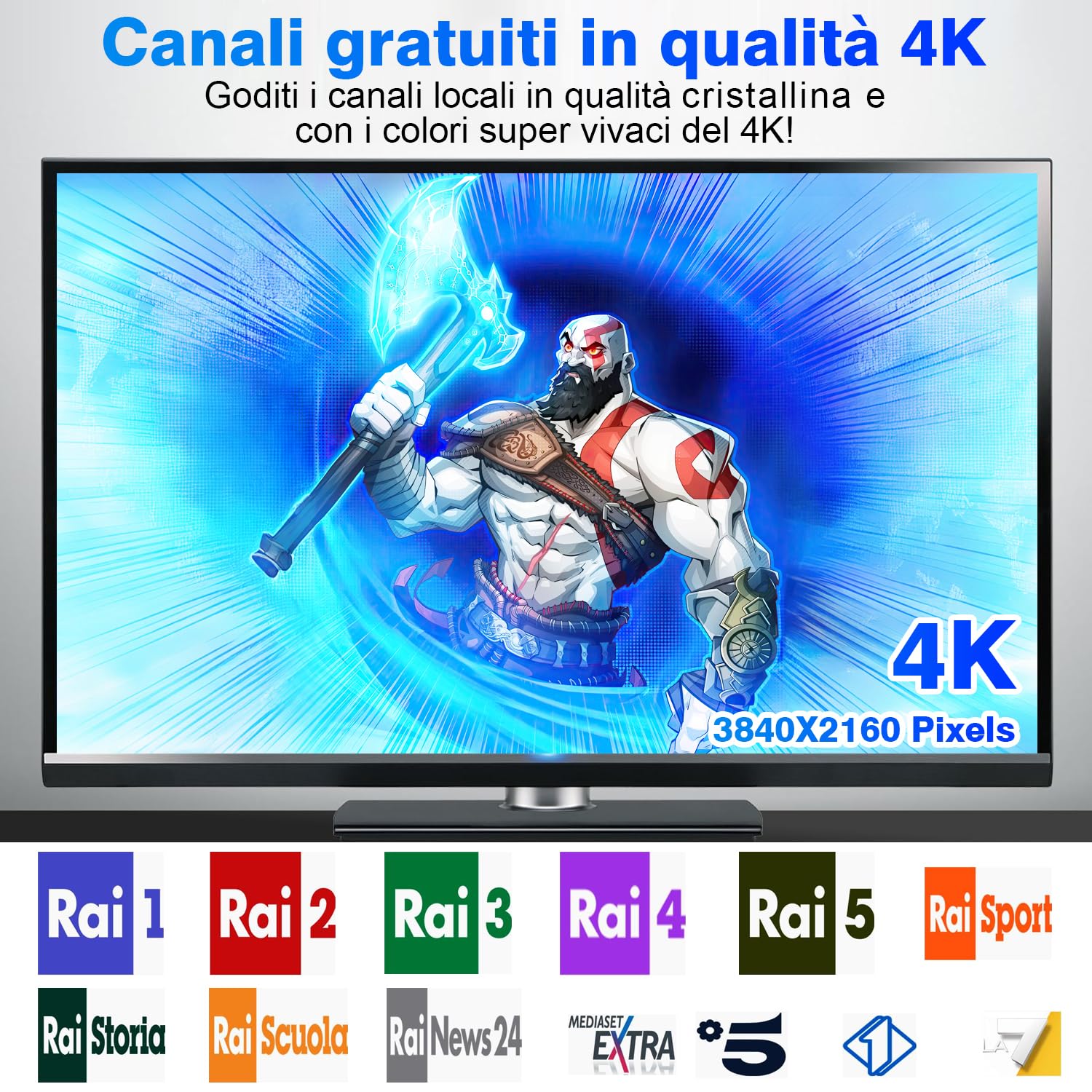 Antenna TV Interna, Antenna TV Interna Amplificata – Potente Antenna Digitale Facile da Installare, Lunga Portata, Supporta 4K/1080p, con Cavo Coassiale da 5 Metri