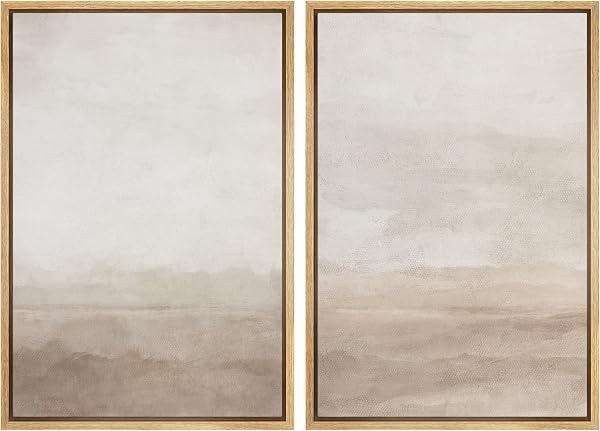 SIGNWIN Framed Canvas Print Wall Art Abstract Wave Pattern Modern Art Minimalist Neutral Decor for Living Room, Bedroom, Office - 16"x24"x2 Natural - 1