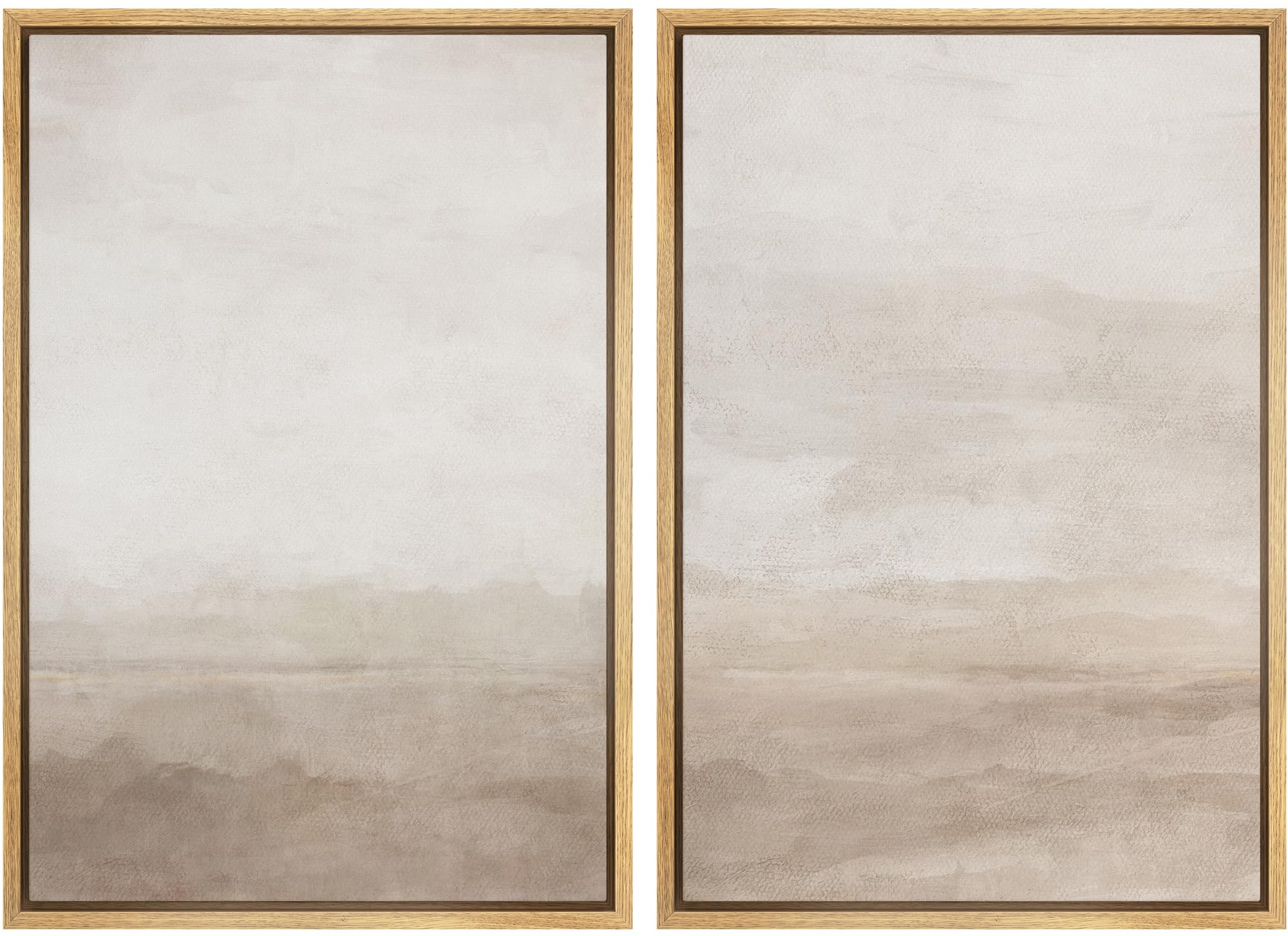 SIGNWIN Framed Canvas Print Wall Art Abstract Wave Pattern Modern Art Minimalist Neutral Decor for Living Room, Bedroom, Office - 16"x24"x2 Natural