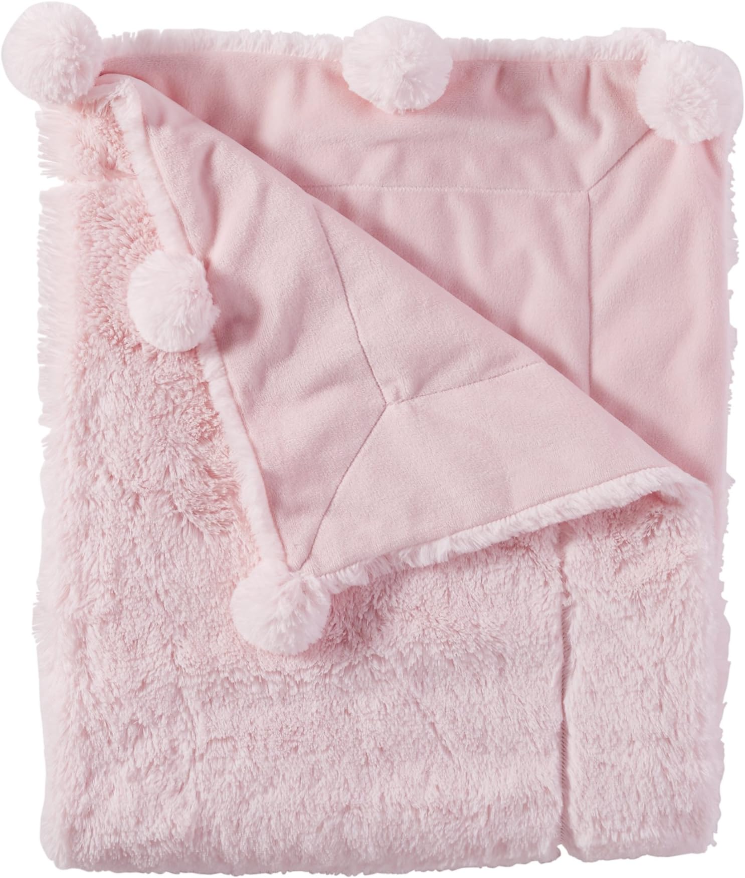 Mud Pie Pom Pom Velour Baby Blanket, Pink, 29" x 36" (2102251)
