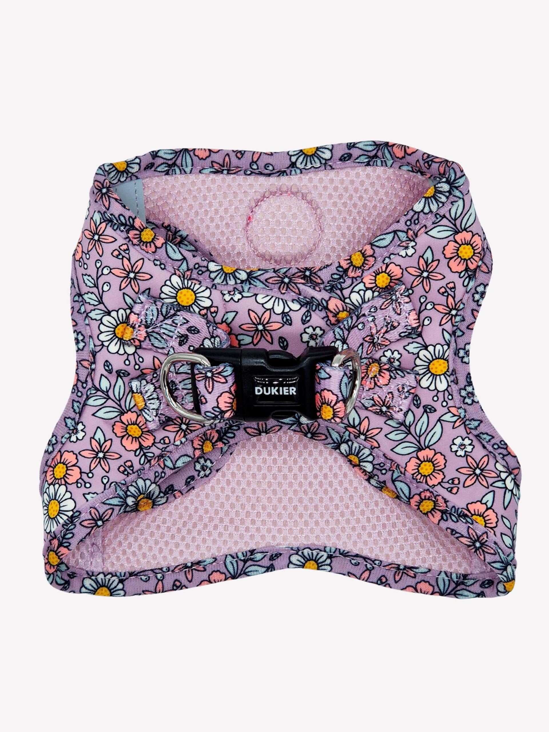 DUKIER - Arnés de Cuerpo para Perro, Chaleco Body Antirones, Ajustable y Resistente para Mascotas, de Malla Transpirable, Diseño Flower Power, Talla XL