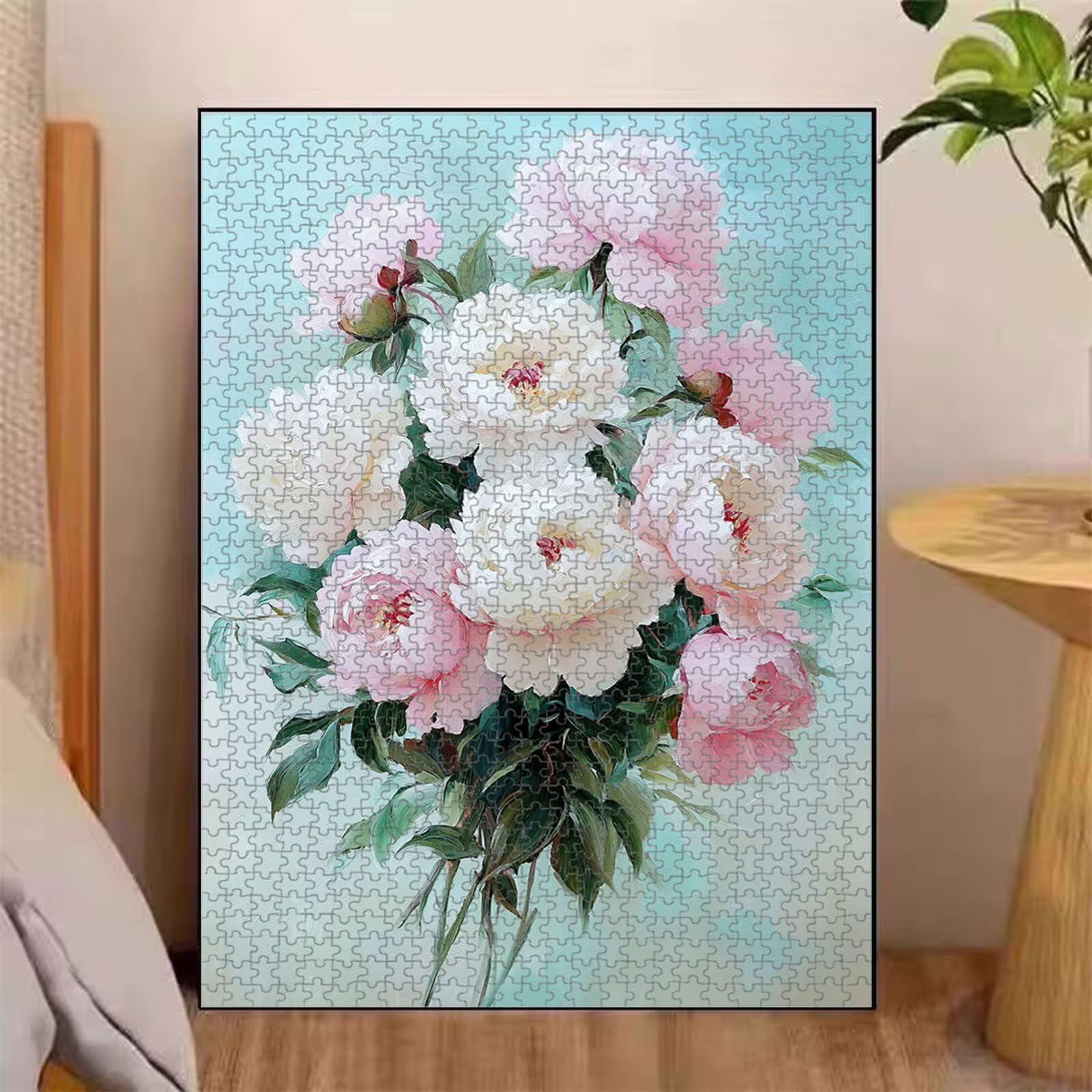 1000 elementów, puzzle dla dorosłych, kwiaty i różowe drewno, puzzle 1T#2231