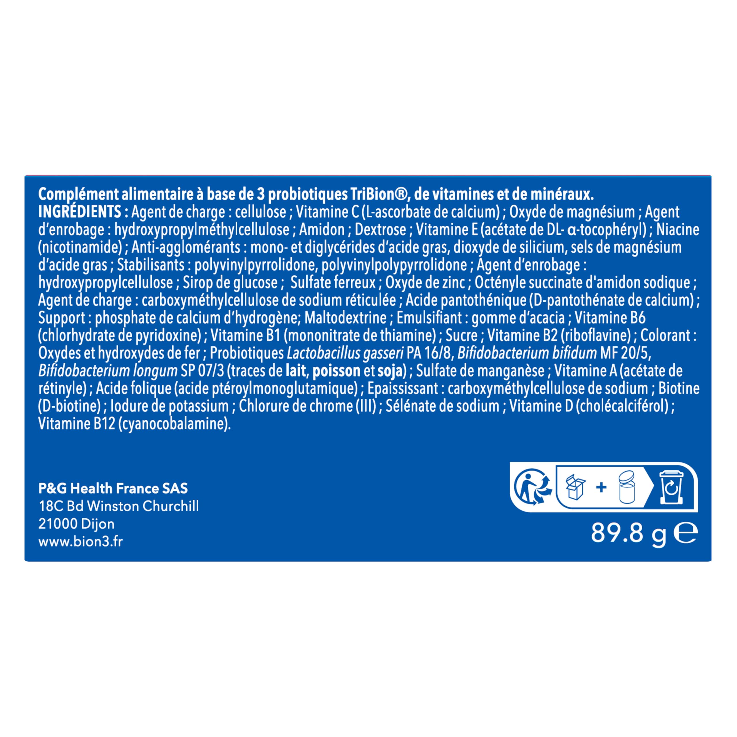 Bion3 Défense comprimés, complément alimentaire multivitaminé pour le soutien du système immunitaire¹ avec vitamine C, vitamine D, zinc et fer + probiotiques, 90 comprimés, 3 mois de prise
