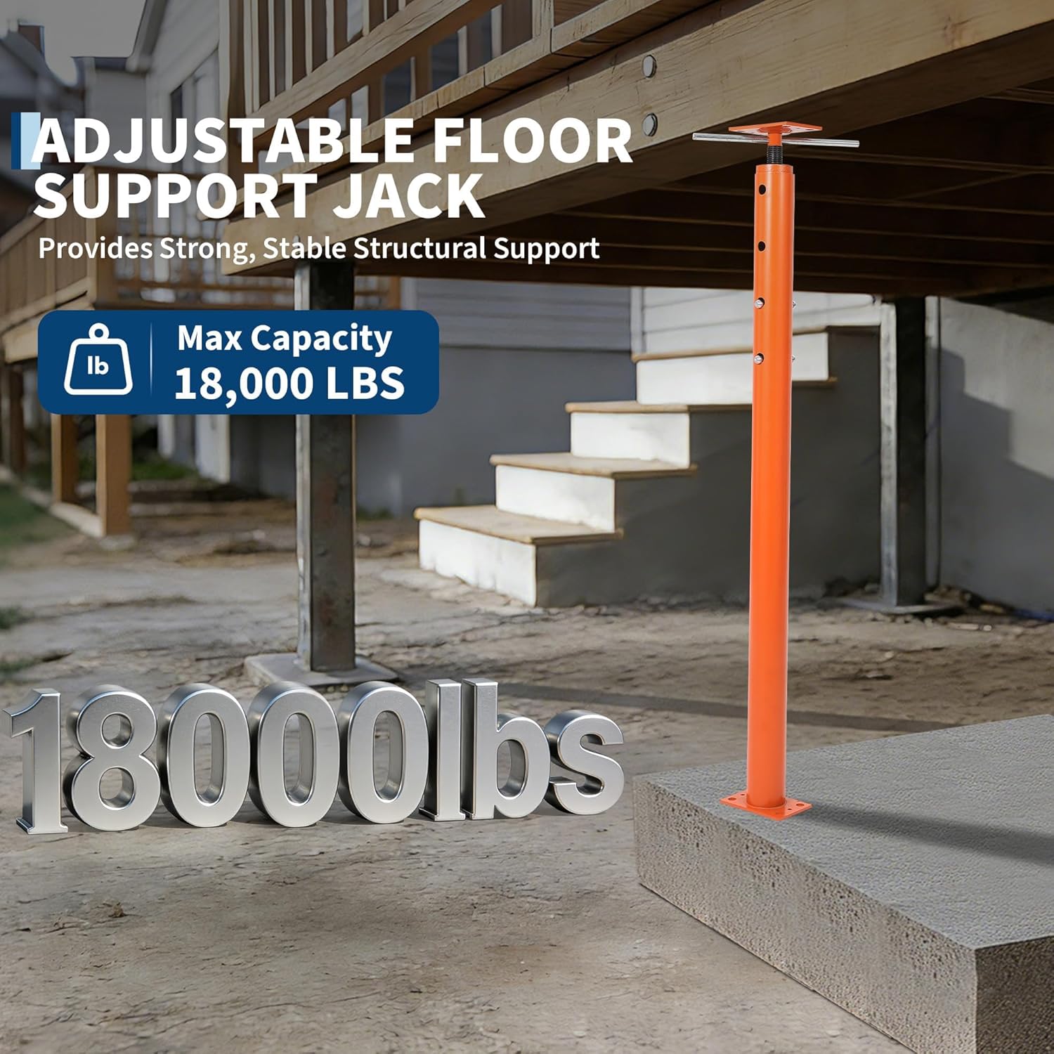 2 Pack Jack Post, House Floor Jack with 56"-100" Height Range, 18000 LBS Lifting Joist Beam Basement Jacks for Leveling, Lifting