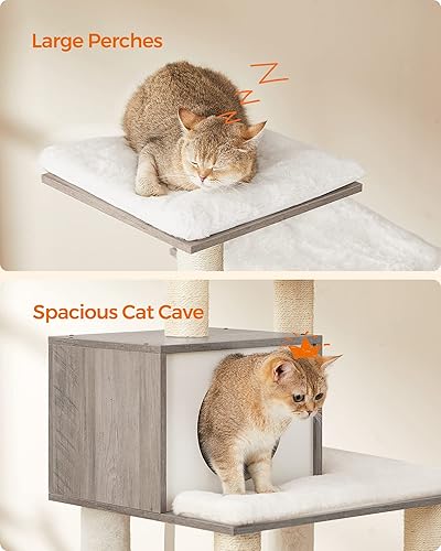 Miniatura 7 de Feandrea WoodyWonders - Árbol para gatos, torre moderna para gatos de interior, condominio para gatos de varios niveles de 54.3 pulgadas, felpa