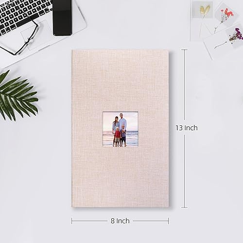 Miniatura 12 de Mublalbum Álbum de fotos pequeño de 4 x 6 pulgadas, 200 fotos, cubierta de lino, libro de fotos con bolsillos horizontales para boda, aniversario