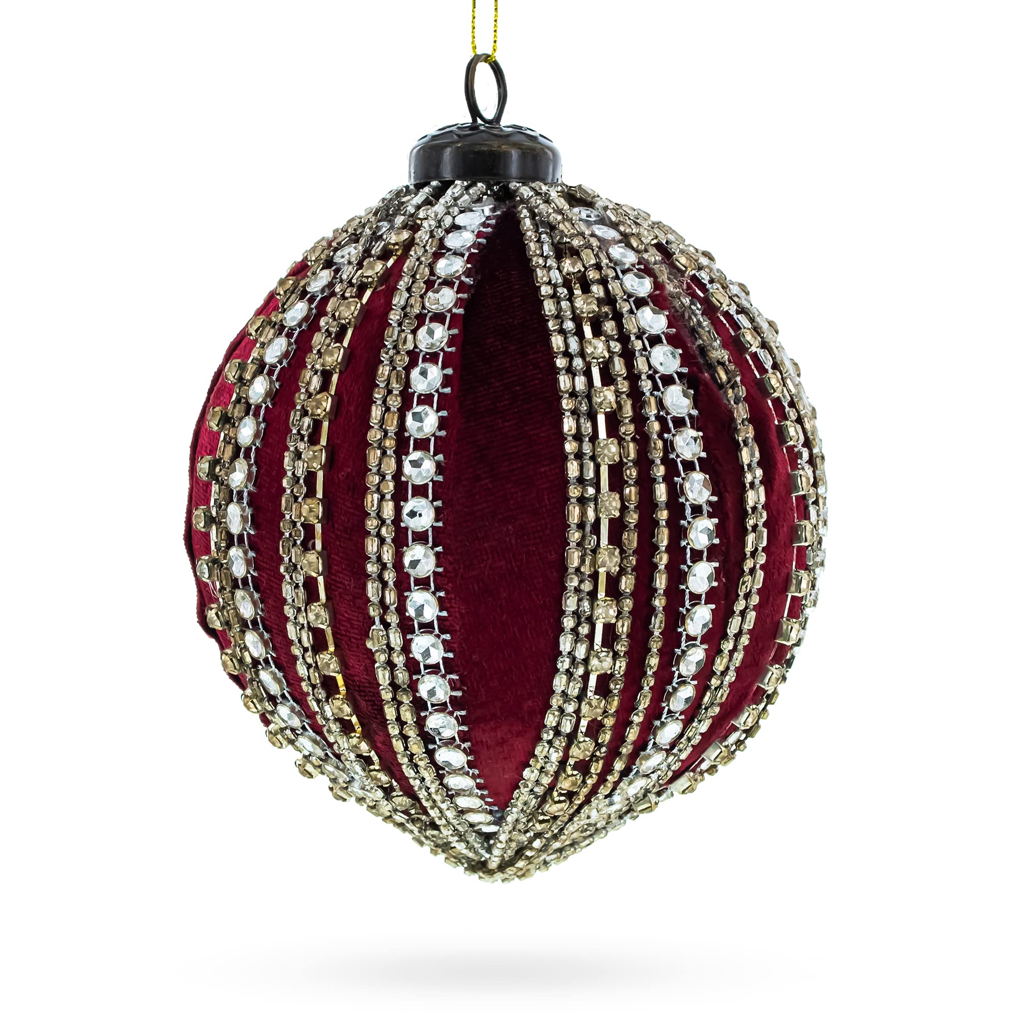 Boule de Noël rouge en verre souvenir d'enfance et strass magiques