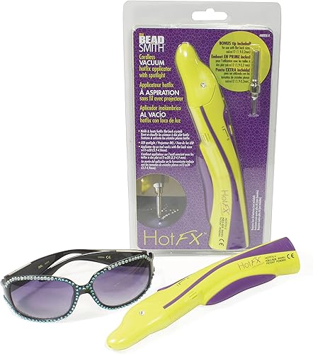Miniatura 6 de The Beadsmith Aplicador inalámbrico de fijación en caliente con foco LED punta adicional incluida funciona con pilas uso con cristal de fijación
