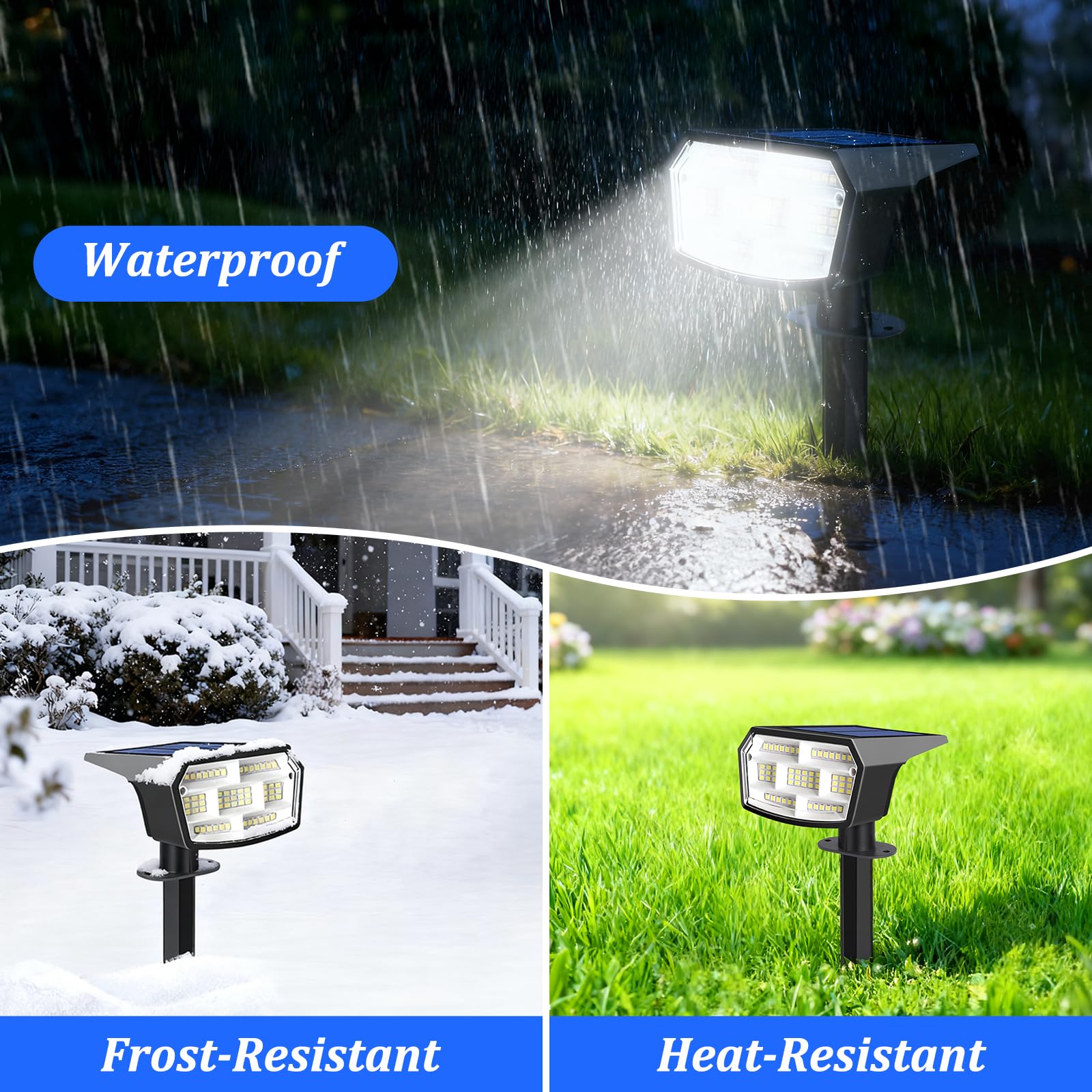 Sucolite 6-Pack Solar Spot Lights Outdoor Waterproof IP65, 3 Lighting Modes 2 In 1 Solar Landscape Spotlights Yard 59 Led Solar Powered Wall Lights Ga