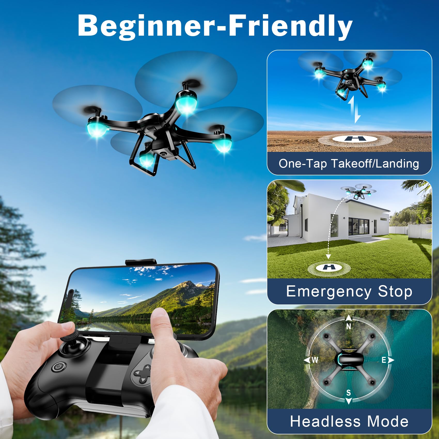 Amazon.com: Drone with 1080P Camera, Remote Control Quadcopter