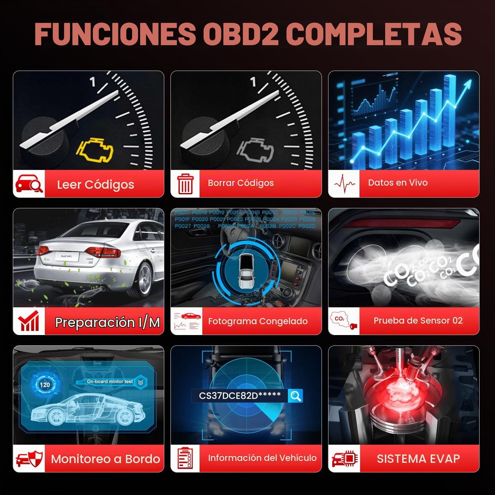 LAUNCH Escáner OBD2 Diagnóstico Coche Universal | Analizador Motor CR329 | Test Batería, Diagnostica Fallos Check Engine al Instante | Datos en Tiempo Real | Compatible Coches 1996-2026
