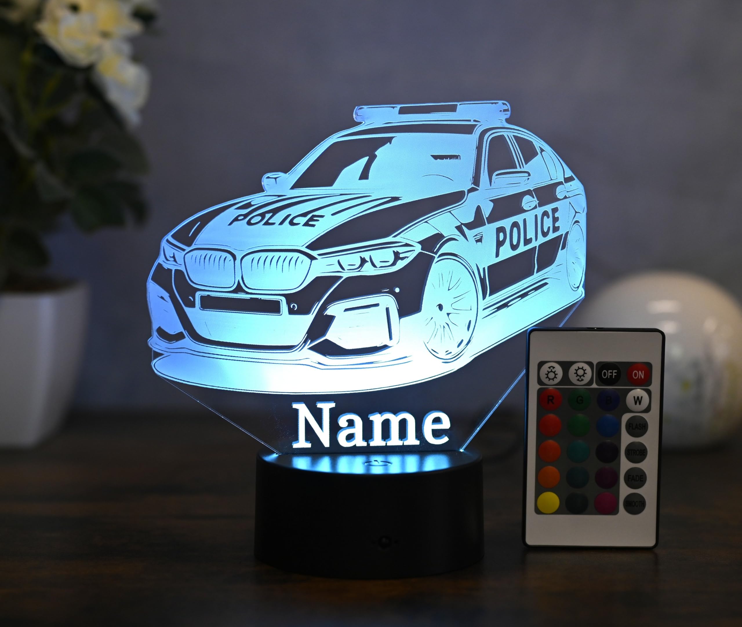 Personalisiertes LED Nachtlicht Polizei Geschenk idee für Polizeifans, dekoration für Polizisten und Polizistinen Sport auto als Polizei auto