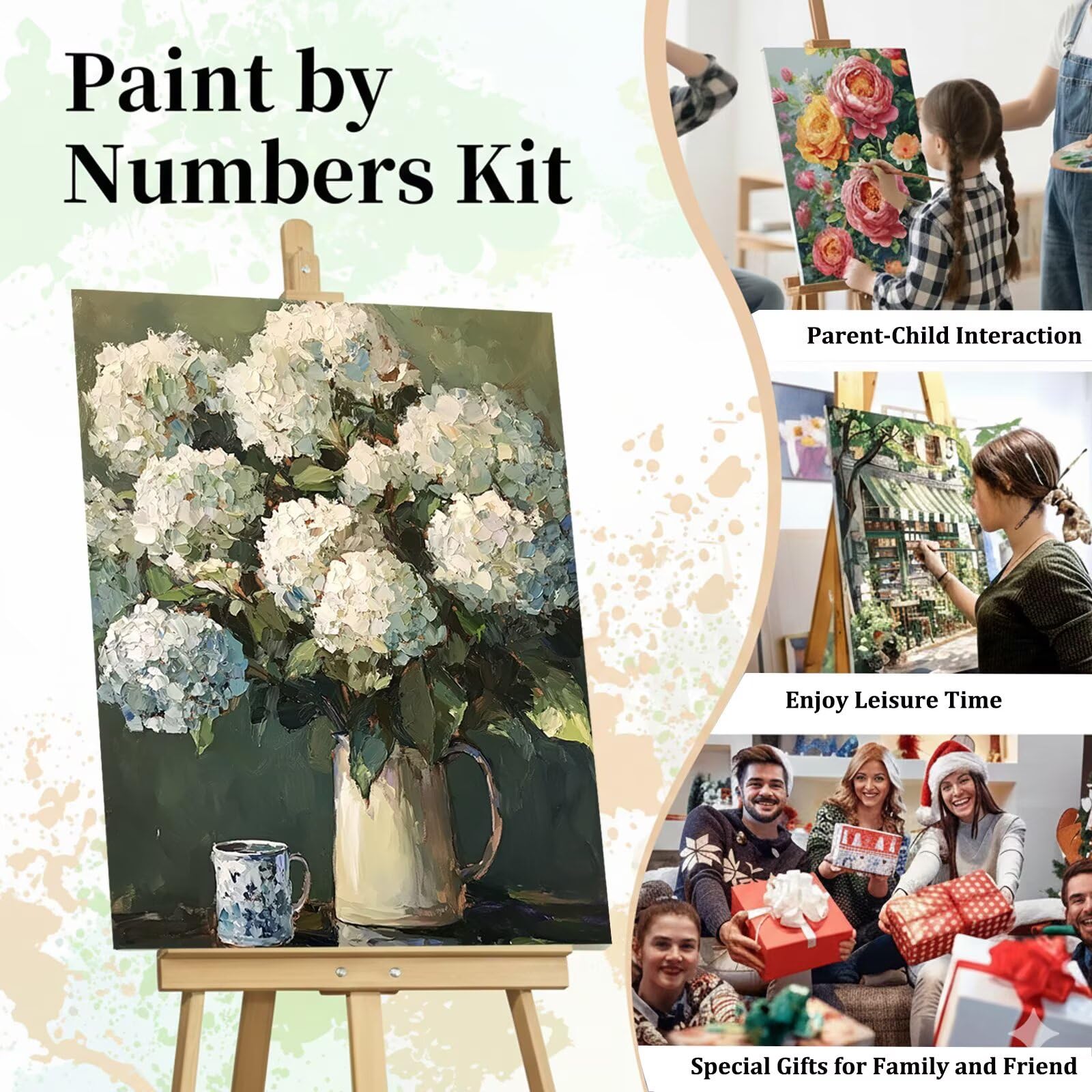 Dipingere con i Numeri Adulti Retrò, Kit di Pittura a Olio su Tela DIY con Pennelli Pittura a Pigmento Acrilico, Paint by Numbers Fiore Disegno, Decora la Casa Regalo 80x120 cm (Senza Cornice)-#419k