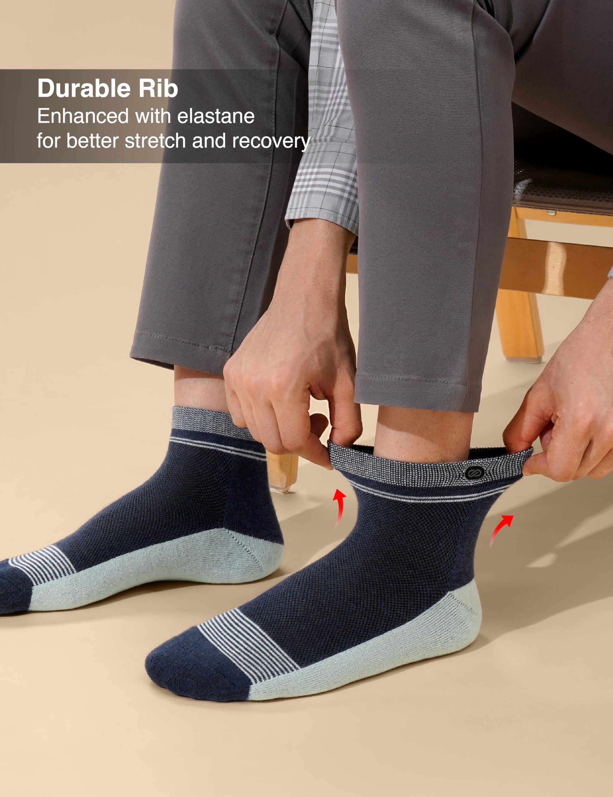 Symbol Premium Men's Cotton Blend Sports Socks | High Ankle Length | Odour-Free & Anti-bacterial | Cushioned Base | Combo Pack of 3 (Navy, Black, Brown) 2