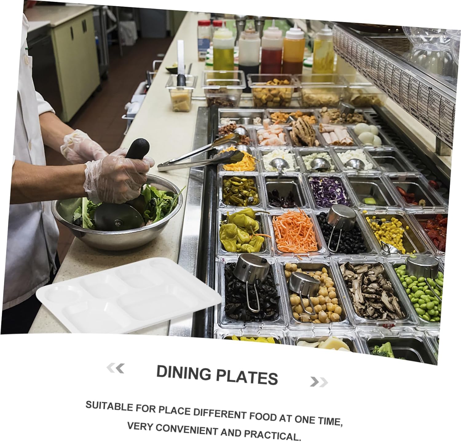 6-Compartment Divided Lunch Tray Rectangular Food Serving Plate White for School Lunches and Meal Prep