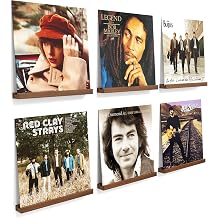 Emfogo Vinyl Record Shelf Wall Mount, 6 Pack Album Record Holder Wall, 12 inch Vinyl Record Storage Shelves Wall, Wood Record Display for Living Room Walnut