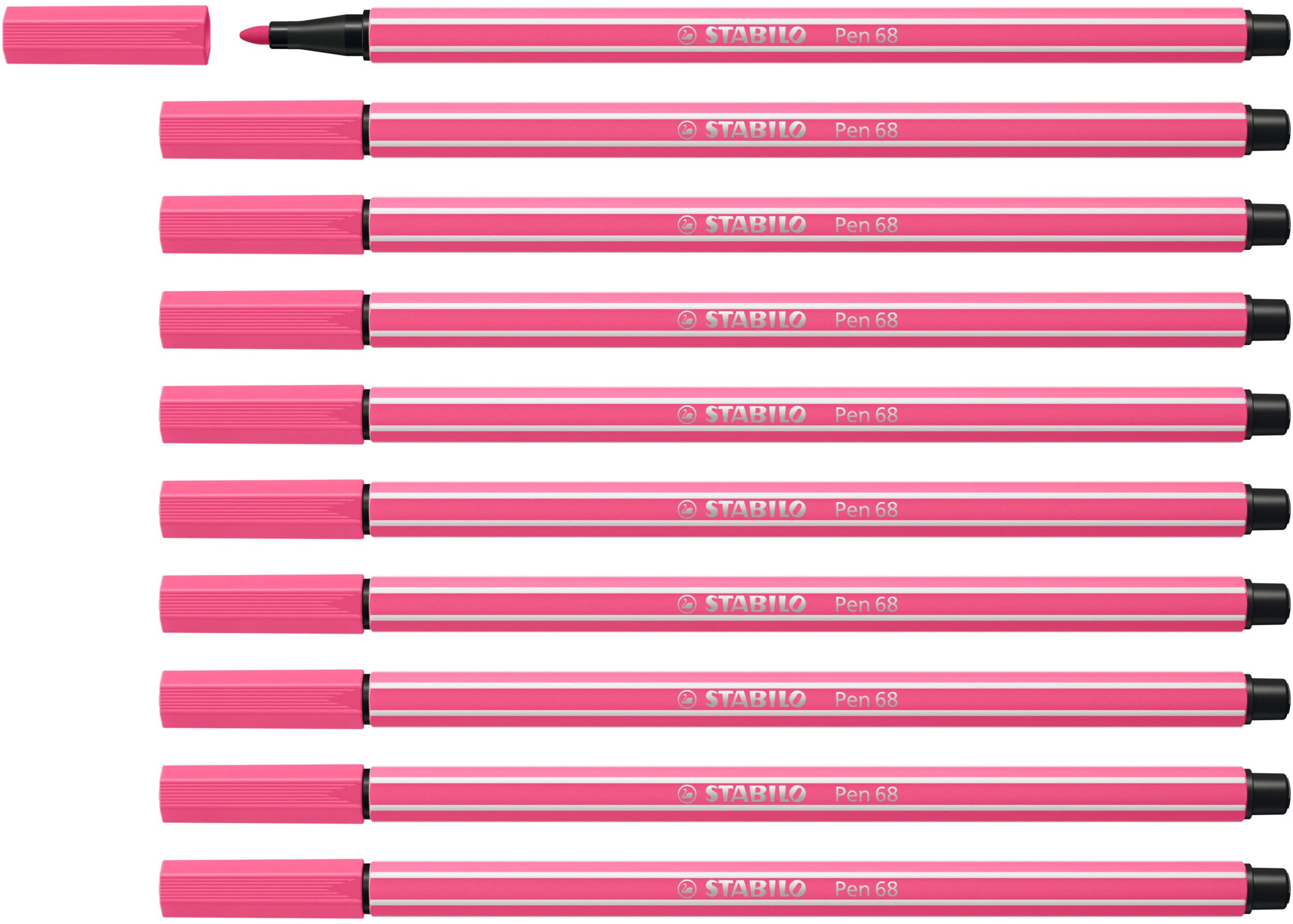 STABILO Pen 68 - Premium Fibre-Tip Pen - Pack of 10 - Pink