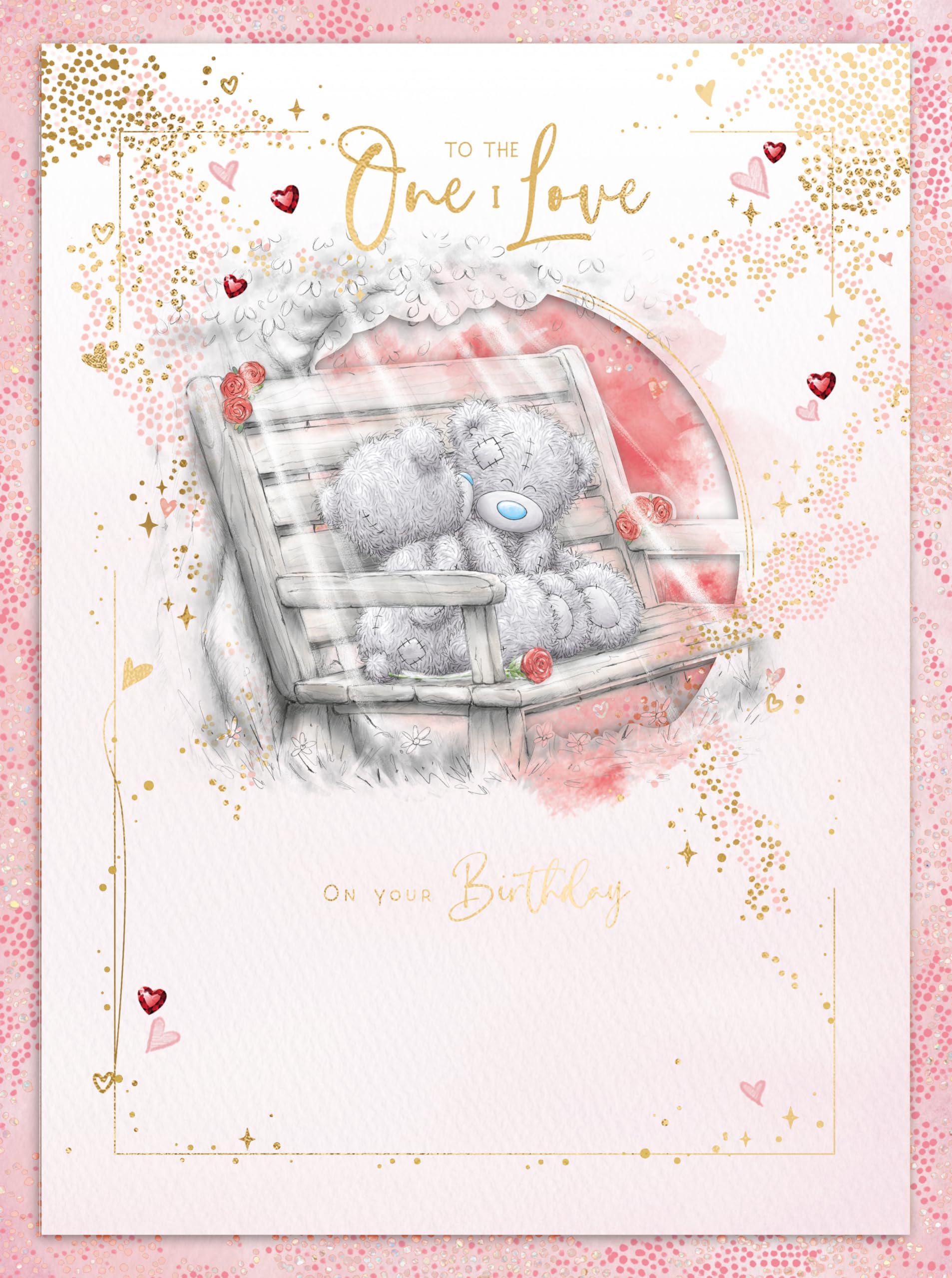 Me To You Tatty Teddy Luxury Boxed Birthday Greeting Card To The One I Love Bears On A Bench 12x9ins - Official Collection