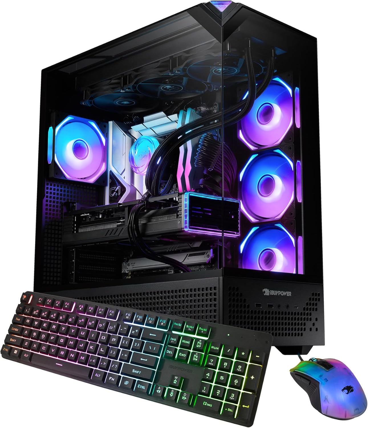 iBUYPOWER Element Pro Black Gaming PC Desktop Computer AMD Ryzen 7 9800X3D CPU, AMD Radeon RX 9060XT 8GB GPU, 32GB DDR5 RGB 5200MHz RAM, 2TB NVMe SSD, Windows 11 Home, Keyboard, Mouse - EPBA7R96XT01