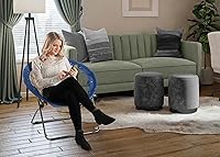 Vista 2 de Zenithen Comfortable Bungee Portable Folding Durable Metal Frame Dish Chair, Perfect for Gaming, Reading, Dorm Rooms, and Bed Rooms, Blue (Pack of 1)