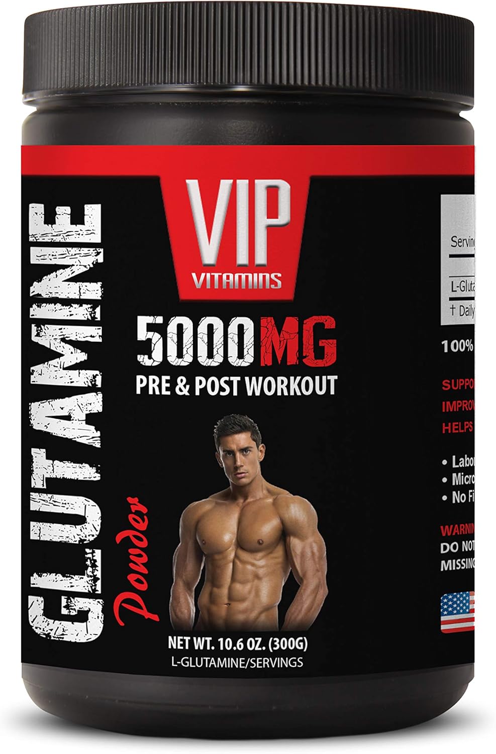 VIP VITAMINS pre Workout Natural GLUTAMINE Powder 5000MG