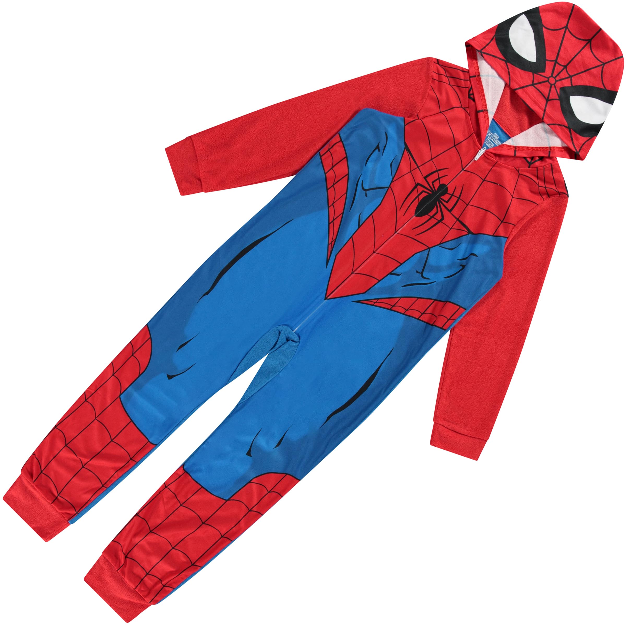 Marvel Set pigiama Spiderman per ragazzi, a maniche lunghe, con cappuccio, motivo Spiderman, Mile Morales