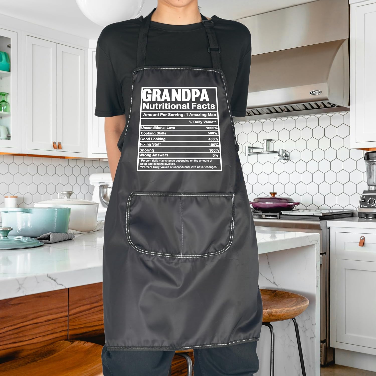 JNIAP Grand-pa Chef Gift Grandpa Nutritional Facts Kitchen Apron For Cooking Baking BBQ