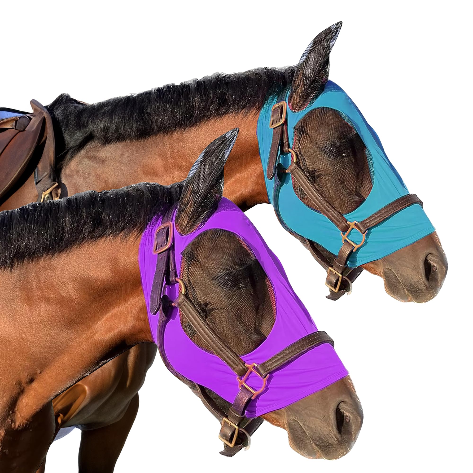 Horse Fly Mask - Arab Equine Fly Mask with Full Coverage for Eye & Ear - Stretchable UV & Sun Protection Flymask for Horses, Ponies & Mini Horses -