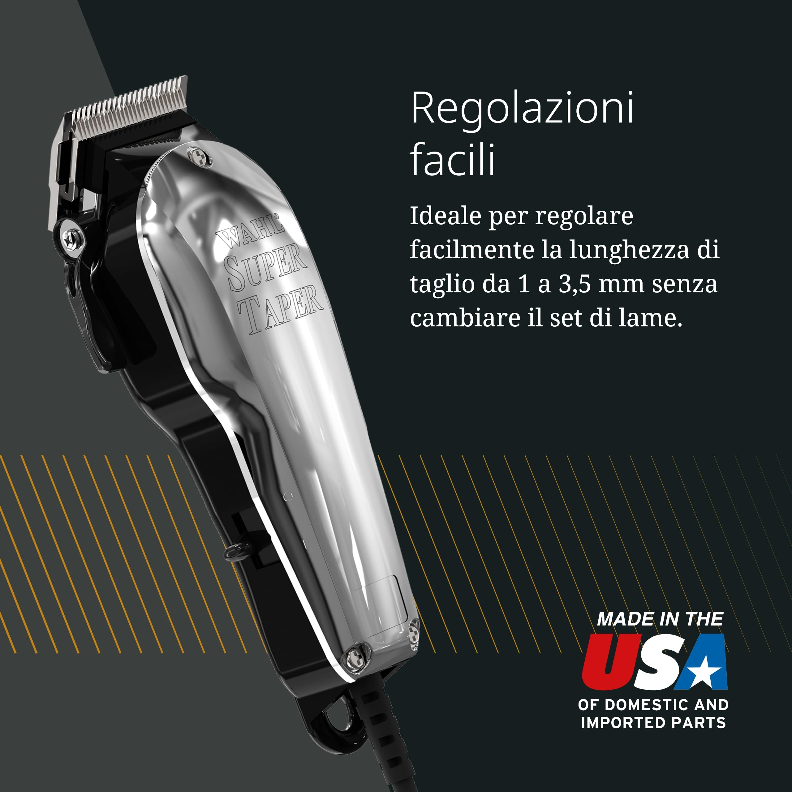 Wahl Chrome Super Taper - Per tagliare grandi quantità di capelli e sfumatura - nero/argento