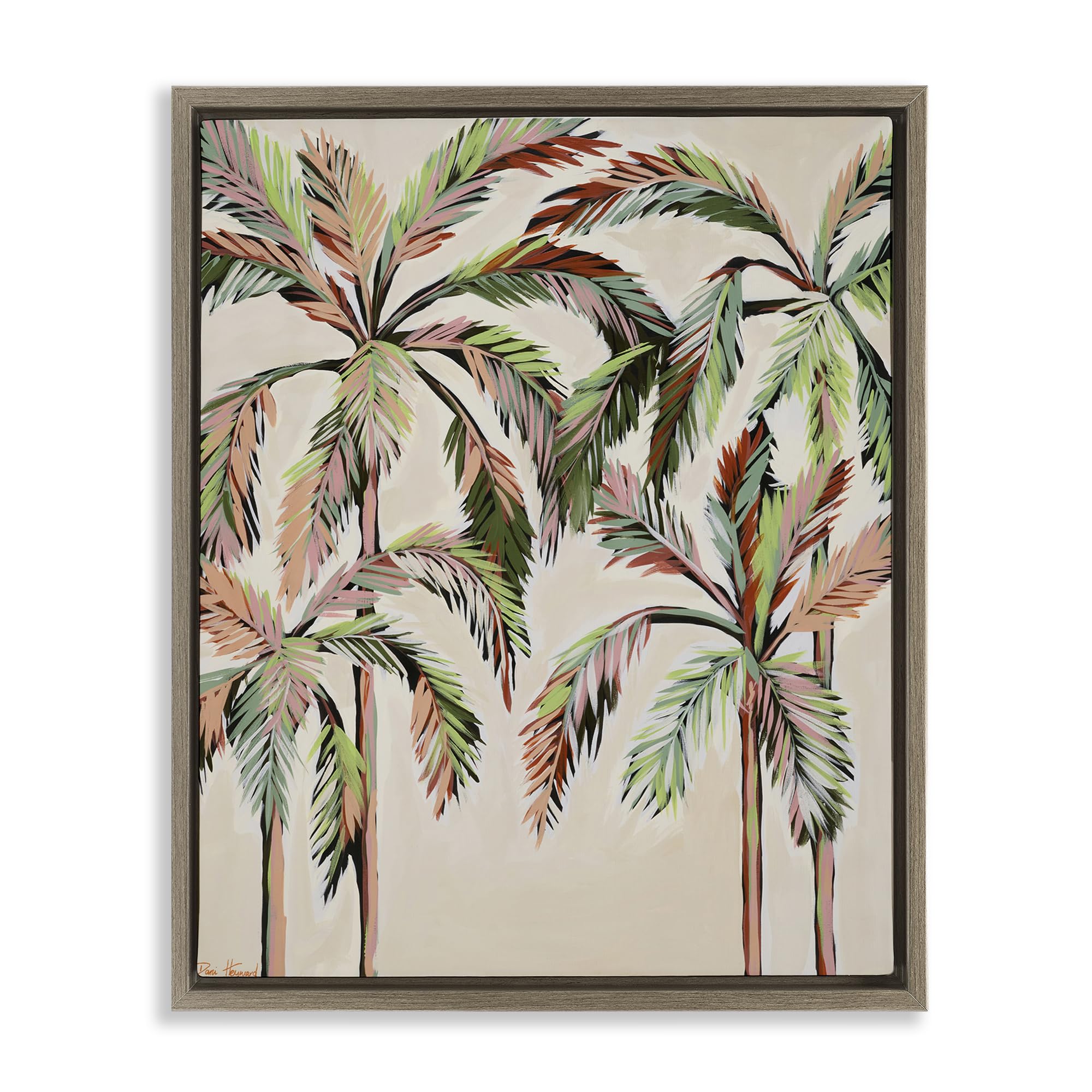 Stupell Industries Montalcino Elm (Textured) Blushing Palm Tree Canopy, 16 X 20 Inch Canvas In Floater Frame