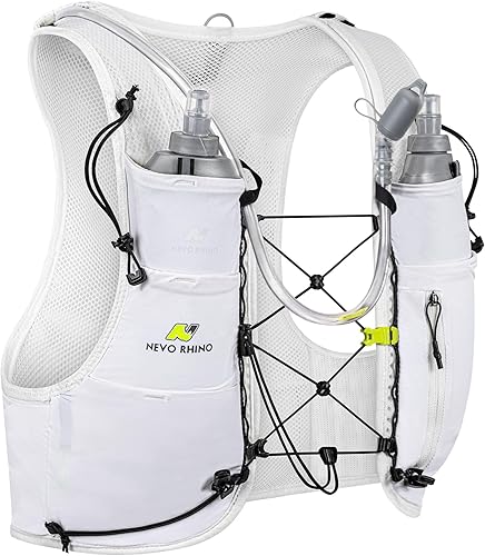 N NEVO RHINO Running Hydration Vest with 1.5L Water Bladder & Dual 500ml Soft Flask for Men Women,Adjustable Lightweight 5L Water Backpack for