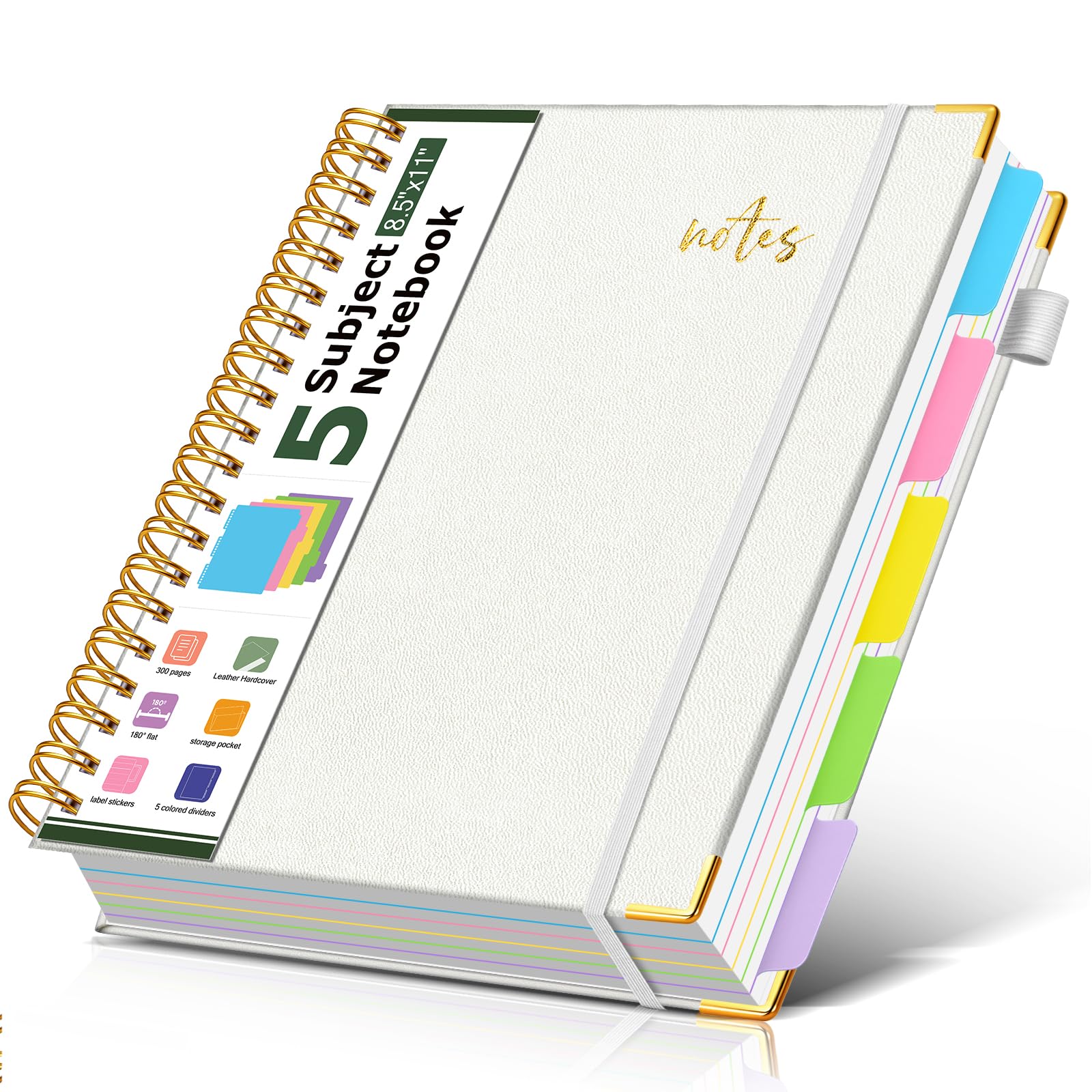 PAPEJOON 5 subject notebook college ruled A4 White