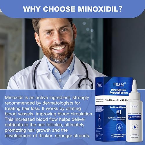 Miniatura 9 de Suero de crecimiento capilar con minoxidil al 5% con biotina para hombres y mujeres, promueve un cabello más grueso y saludable, minoxidil tópico