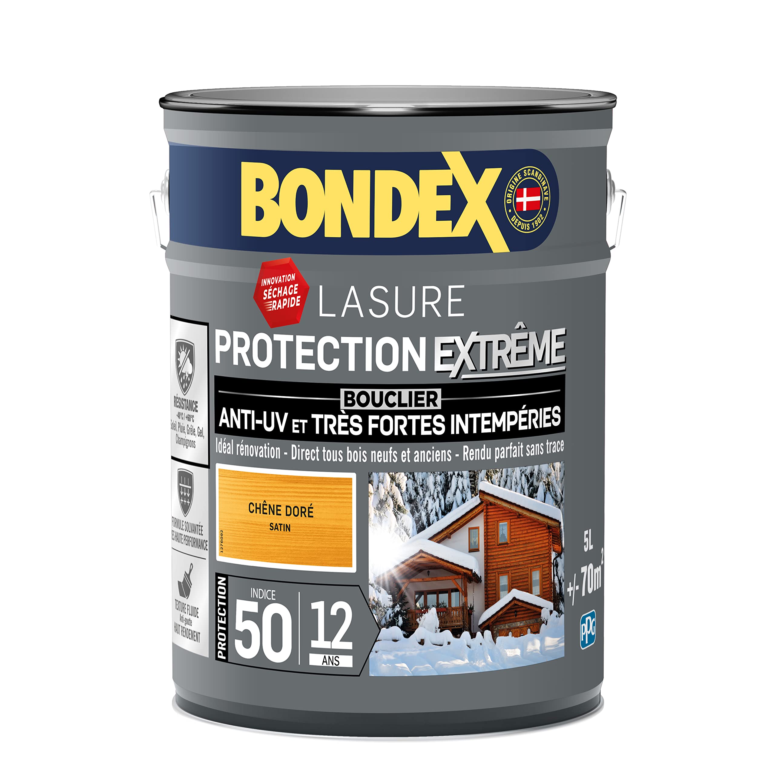 BONDEX - Holzlasur extremer Schutz – UV/Feuchtigkeit – hohe Widerstandsfähigkeit – schnell trocknend – 5 l – Goldeiche