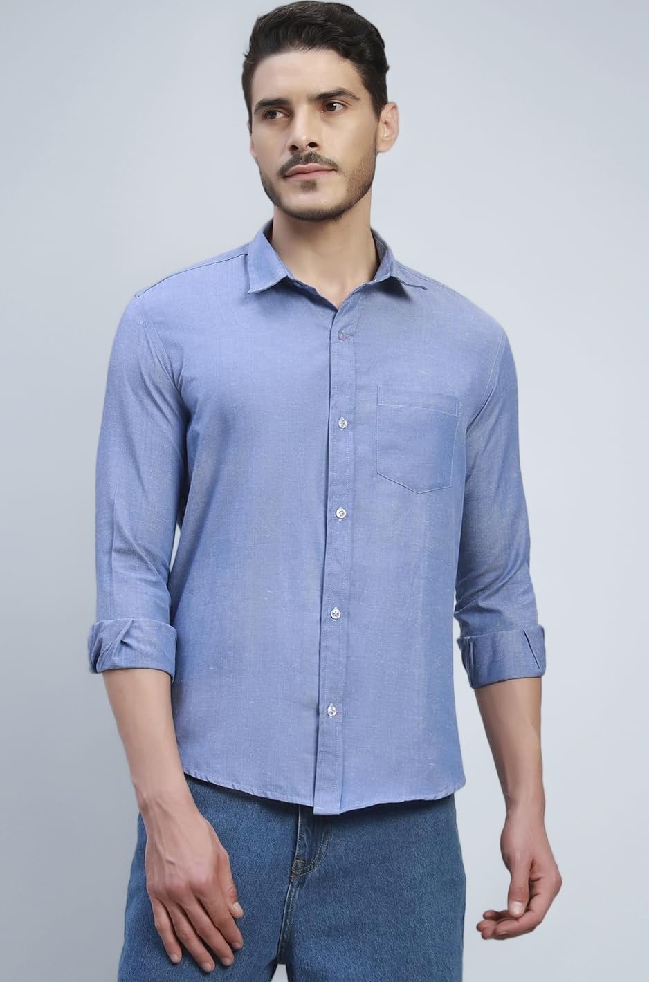 Men's Solid Cotton Shirt, Casual Plain Full Sleeve - Regular Fit Men Stylish Shirt Everyday Formal Wear
