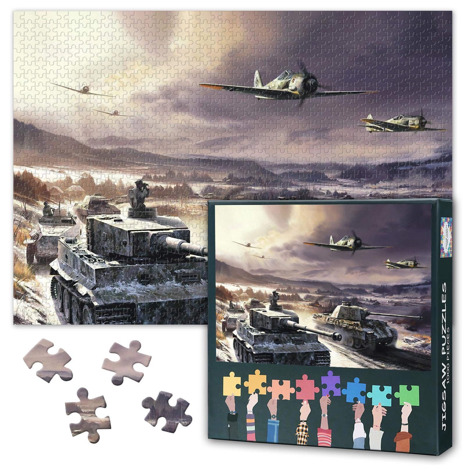 1000 Piece Jigsaw Puzzle for Adults WWII Military Tanks Collection, Artwork-01, 27.5 x 19.7 inches